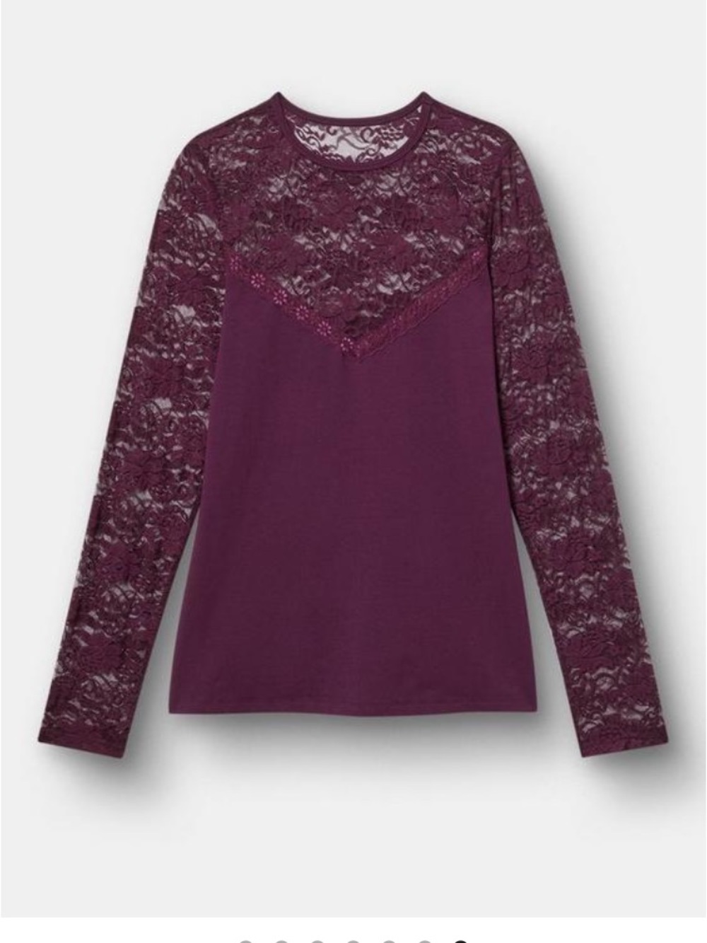 Torrid Foxy Lace Crew Top - Winter Bloom - Size 0/12 - NWT